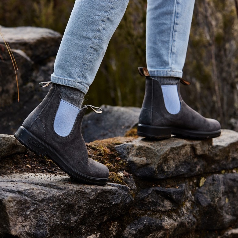 Bottes En Daim Originales Pour Femmes Gris Acier/bleu Blundstone