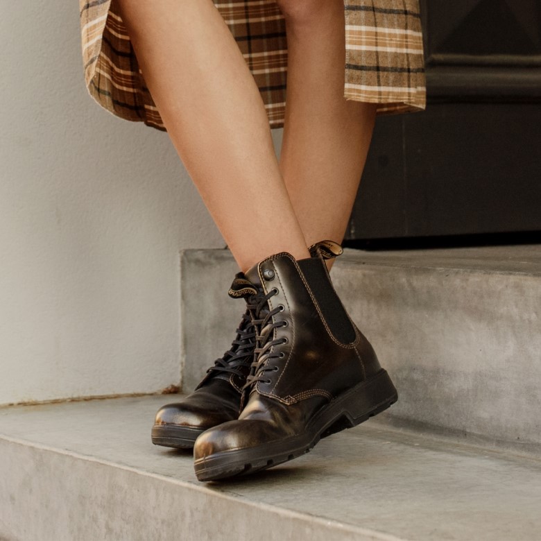 Blundstone Bottes à Lacets Originales Pour Femmes Brosse Dorée