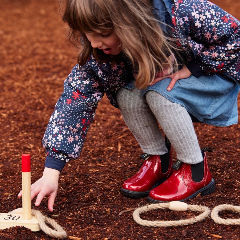 Blundstone Kids\' Series Bottines Chelsea Rouge Verni